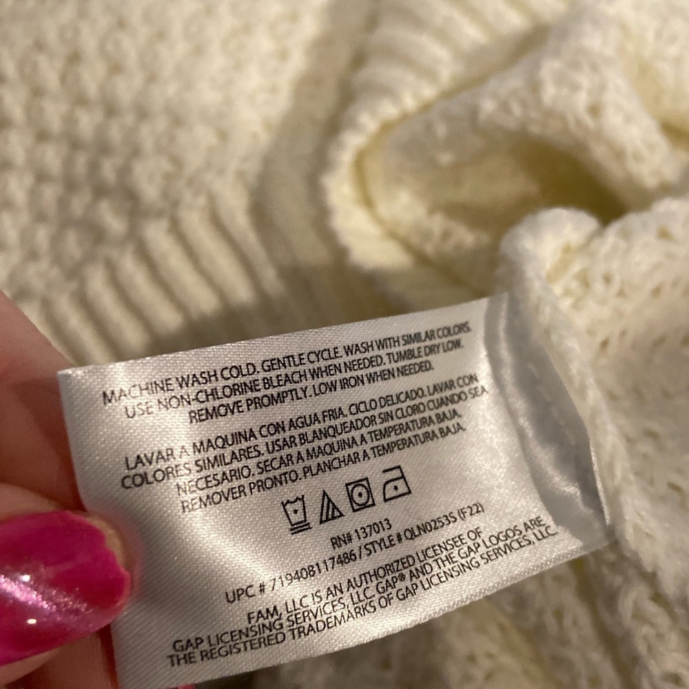 Gap~NWOT~Neutral~Cream~Open Stitch Crochet~Long Sleeve~Pullover Sweater~Size M - Picture 15 of 15